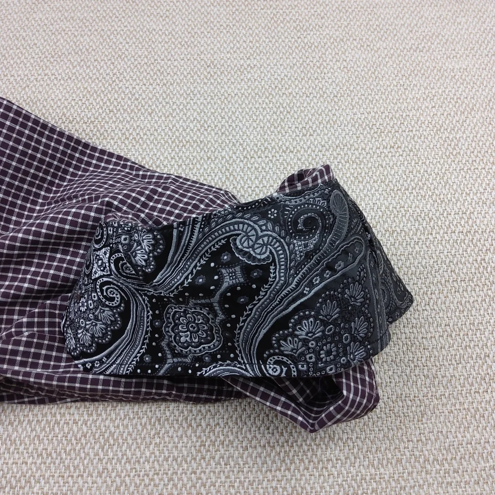 Bristol &‎ Bull Long Sleeve Button Down 100% Cotton Shirt, Purple/White, Size L